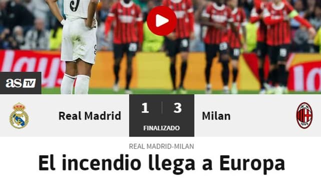 La Une du site du quotidien As après la défaite du Real Madrid contre l'AC Milan en Ligue des champions, le 05/11/2024 La Une du site du quotidien As après la défaite du Real Madrid contre l'AC Milan en Ligue des champions, le 05/11/2024
