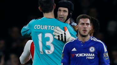 Les joueurs européens (ici les Belges Eden Hazard et Thibault Courtois) pourraient avoir des difficultés à obtenir un visa en cas de Brexit.