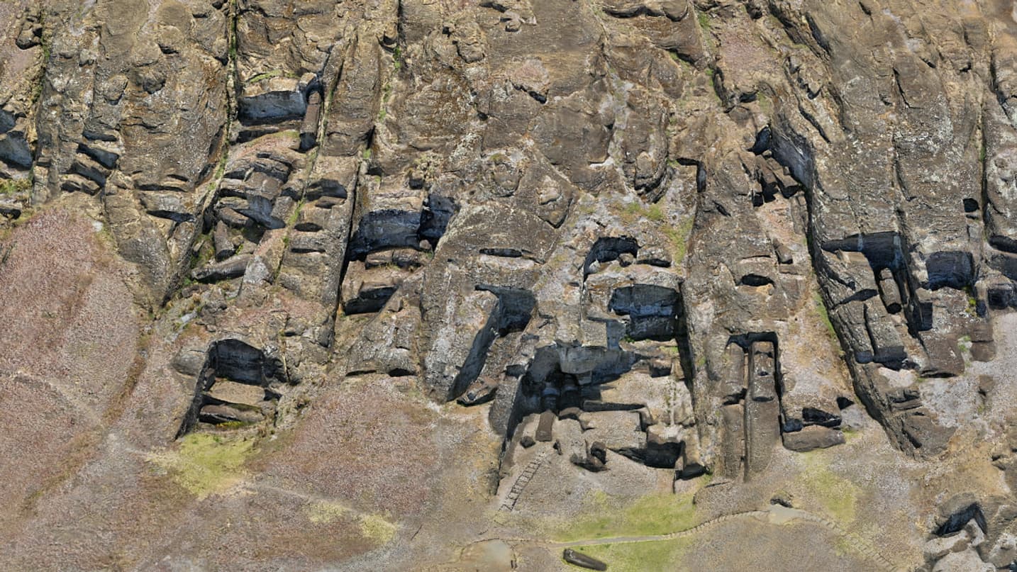 La maquette 3D de la carrière de Rano Raraku, sur l'Île de Pâques. 