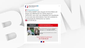 Le commissariat de Villefranche-sur-Saône a lancé un appel à témoins pour retrouver un couple d'octogénaires