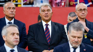 Joan Laporta lors du match amical Kobe-Barça (1-3), le 27 juillet 2025