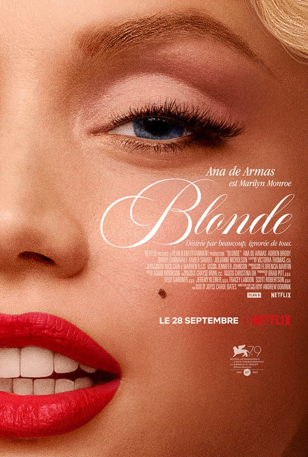 Affiche du film "Blonde" sur la vie de Marilyn Monroe Affiche du film "Blonde" sur la vie de Marilyn Monroe