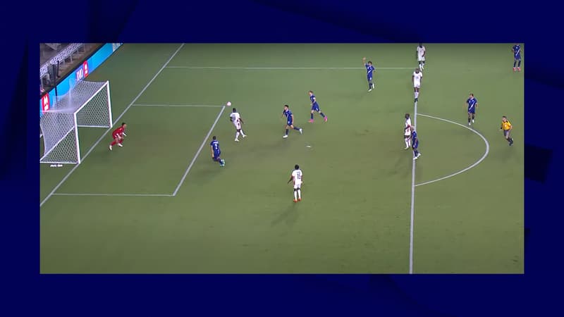 D'une tête, Brighton Labeau a ouvert le score pour la Martinique face à Porto Rico le 20 juin 2023
