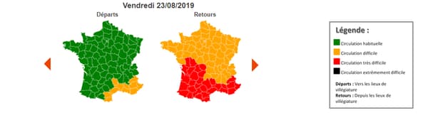 Vendredi 23 août, la journée est classée rouge dans le Sud et orange sur la moitié nord. Vendredi 23 août, la journée est classée rouge dans le Sud et orange sur la moitié nord.