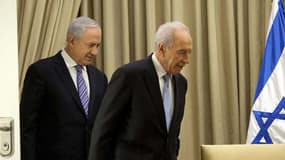 Shimon Peres et Benjamin Netanyahu à Jérusalem le 2 mars 2013.