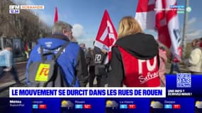 Grève du 15 mars: les manifestants arpentent les rues de Rouen
