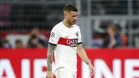 Lucas Hernandez dépité lors d'un match du PSG contre Dortmund, mai 2024