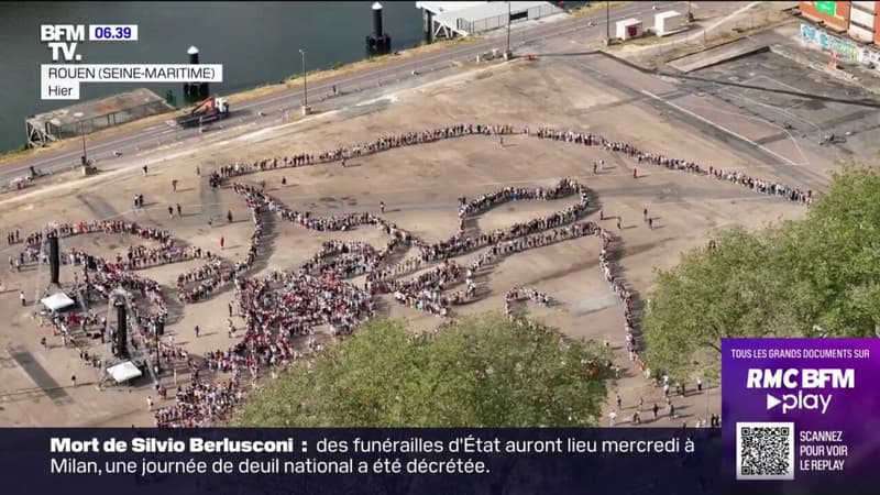 Le record du monde la plus longue chenille battu à Rouen en marge de l'Armada