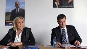 Marine Le Pen s'est rendue samedi à Perpignan, où son compagnon Louis Aliot (à droite sur la photo) se présente aux municipales.
