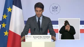 Gabriel Attal devant les journalistes ce mardi. 