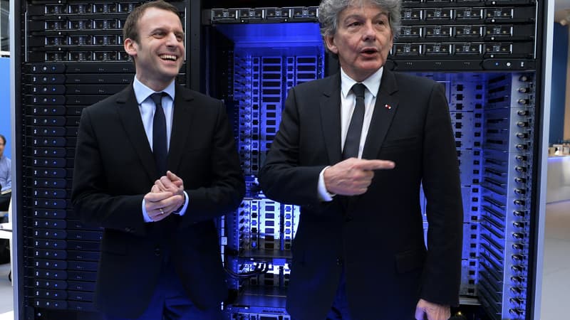 Emmanuel Macron et Thierry Breton chez Atos en 2016