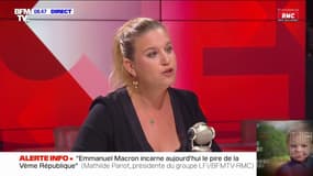 Pour Mathilde Panot (LFI), "le nucléaire n'est pas adapté au dérèglement climatique, il faut donc en faire une sortie planifiée"