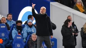 Pep Guardiola lors du match Brighton-Manchester City (0-4, Premier League), le 25 avril 2024