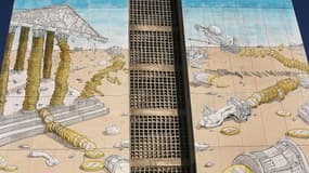 Fresque réalisée par le street artiste italien Blu en octobre 2011 sur une façade d'immeuble de Thessalonique en Grèce