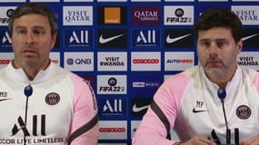 Miguel D'Agostino et Mauricio Pochettino en conférence de presse, à Paris le 28 octobre 2021