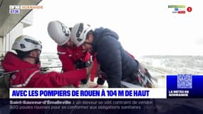 Rouen: on a embarqué avec les sapeurs-pompiers en entraînement à 104 mètres du sol