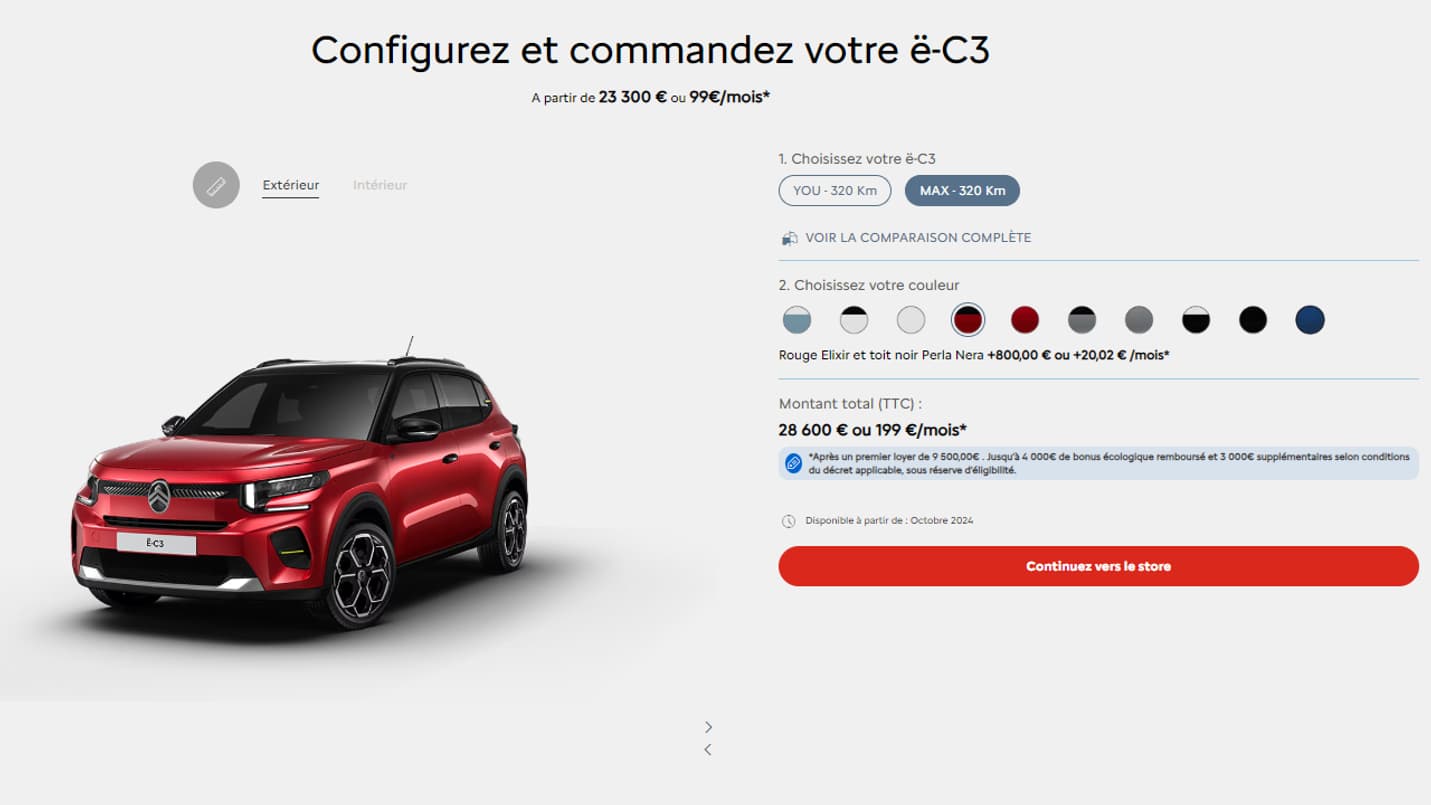 Le configurateur de la nouvelle Citroën ë-C3.