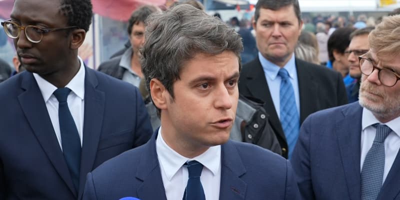 Gabriel Attal à Pirou (Manche), le samedi 27 avril 2024.