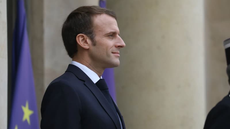 Emmanuel Macron sur le perron de l'Elysée le 12 novembre 2018.