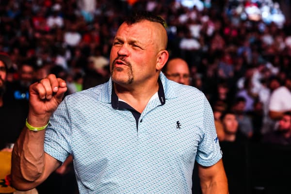 Chuck Liddell in the stands at UFC 274 in May 2022 in Phoenix 