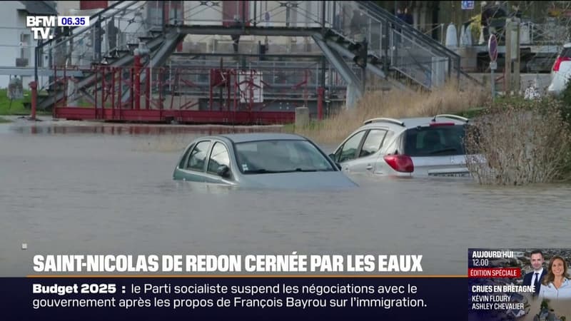 La ville de Saint-Nicolas de Redon cernée par les eaux