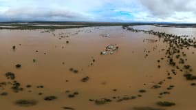 Une vue aérienne des inondations dans la région du Queensland, en Australie, le 29 mars 2025.