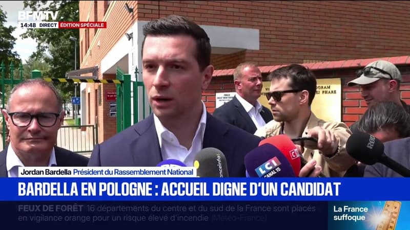 Jordan Bardella, en visite en Pologne, reçoit un accueil digne d'un candidat à la présidentielle