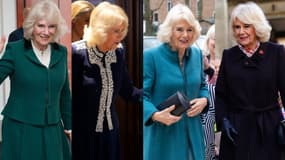 La reine Camilla, lors de différents engagements officiels, la semaine du 29 janvier 2024.