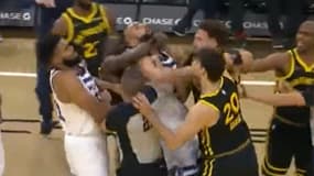 Rudy Gobert étranglé par Draymond Green lors du match entre Minnesota et Golden State (104-101), le 14 novembre 2023
