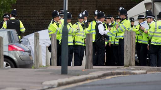 La scène du crime, entourée de nombreux policiers, mercredi, à Londres.