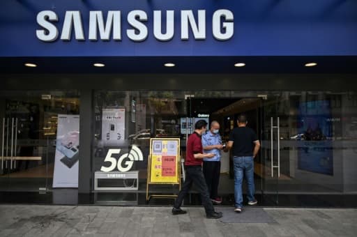 Une boutique Samsung, le 26 mai 2020 à Wuhan, en Chine Une boutique Samsung, le 26 mai 2020 à Wuhan, en Chine