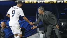 Karim Benzema et José Mourinho avec le Real Madrid.