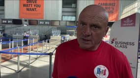 Patrick Villardry, secouriste et président de l'association ULIS, à l'aéroport de Nice, avant de partir au Maroc secourir des survivants après le séisme, le 9 septembre 2023