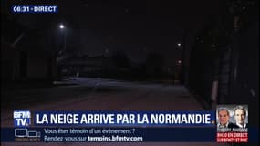 La neige tombe depuis plus d'une heure à Rouen, entre 1 et 5 cm au sol sont prévus