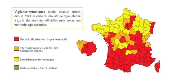 Capture d'écran de la carte de Vigilance-Moustiques. Capture d'écran de la carte de Vigilance-Moustiques.