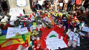 Un hommage sur les Ramblas de Barcelone. 