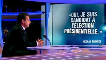 La campagne pour l'élection présidentielle est vraiment lancée, souligne la presse française de jeudi après l'annonce par Nicolas Sarkozy de sa candidature, sur le plateau du 20H de TF1. /Image du 15 février 2012/REUTERS/TF1