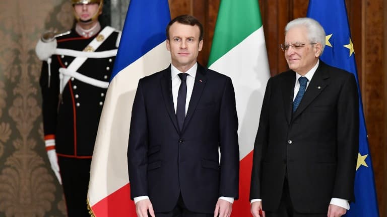 Emmanuel Macron et Sergio Mattarella le 11 janvier 2018 à Rome.