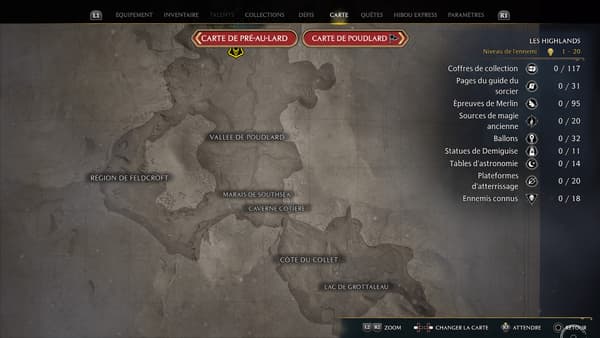 L'aire de jeu en mode ouvert s'annonce gigantesque dans "Hogwarts Legacy : l'héritage de Poudlard" (ici, une petite partie de la carte)