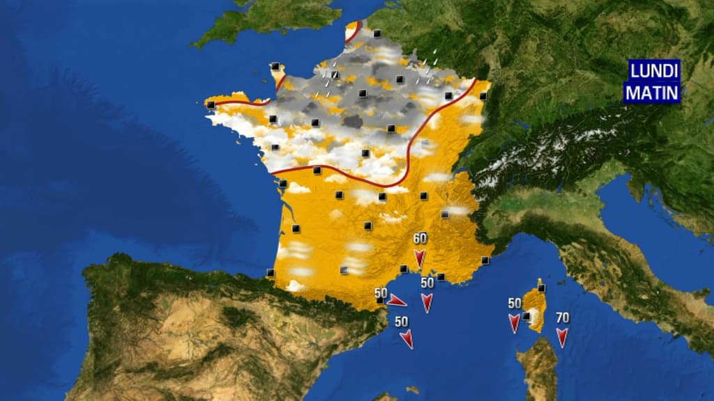 Le temps lundi 11 octobre au matin. Le temps lundi 11 octobre au matin.