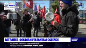 Visite d'Emmanuel Macron à Ostende: une cinquantaine de personnes ont manifesté contre la réforme des retraites