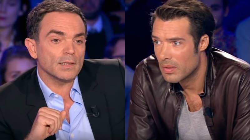 Yann Moix et Nicolas Bedos sur le plateau de l'émission "On n'est pas couché", le 29 octobre 2016
