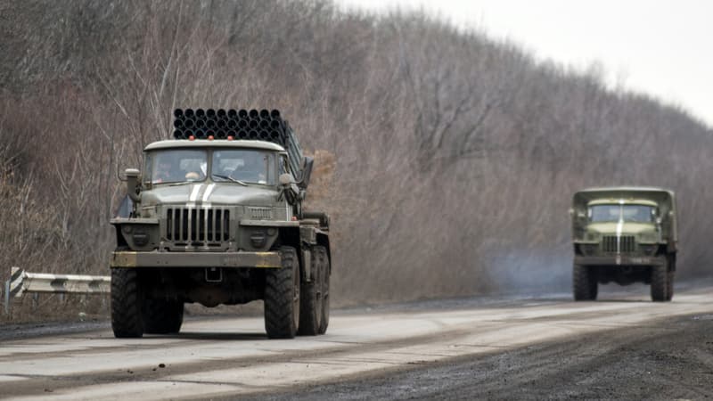 Des BM21 Grad ukrainiens près d'Artemivsk, le 5 février 2015.