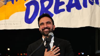 Zohran Mamdani lors d'un discours de campagne pour l'élection du maire de New York le 24 juin 2025