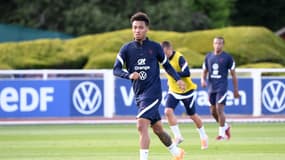 Boubacar Kamara avec l'équipe de France à Clairefontaine