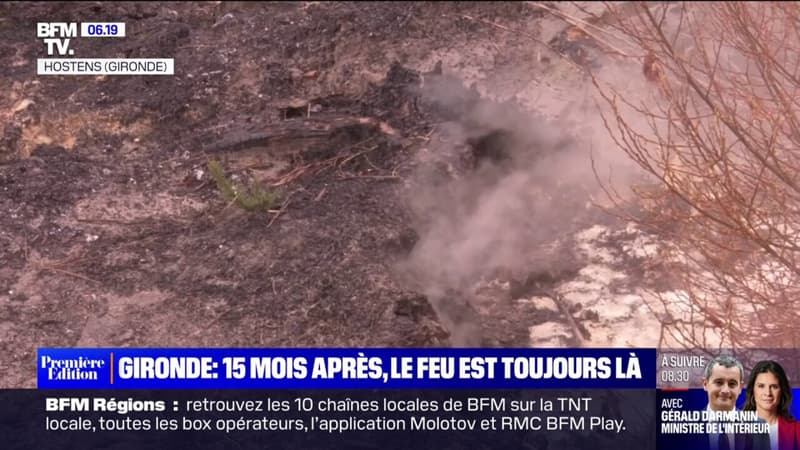 15 mois après les incendies en Gironde, le sol de la forêt d'Hostens brûle encore