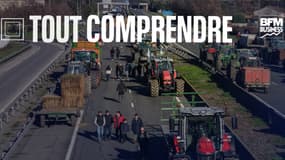 Les agriculteurs bloquent l'A64, le 20 janvier 2024 