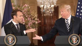 Emmanuel Macron et Donald Trump lors de leur conférence de presse à la Maison Blanche, le 24 avril 2018.