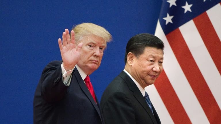 Les présidents américain Donald Trump et chinois Xi Jinping, lors d'une rencontre à Pékin le 9 novembre 2017