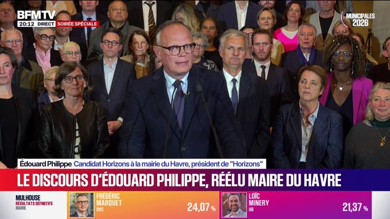Municipales 2026: "Cette confiance m'honore et m'impose d'être à la hauteur", déclare Édouard Philippe, réélu maire du Havre